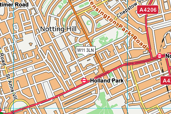 W11 3LN map - OS VectorMap District (Ordnance Survey)