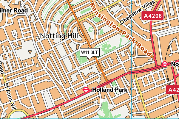 W11 3LT map - OS VectorMap District (Ordnance Survey)