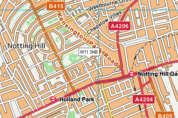 Ladbroke Square Gardens map (W11 3NB) - OS VectorMap District (Ordnance Survey)