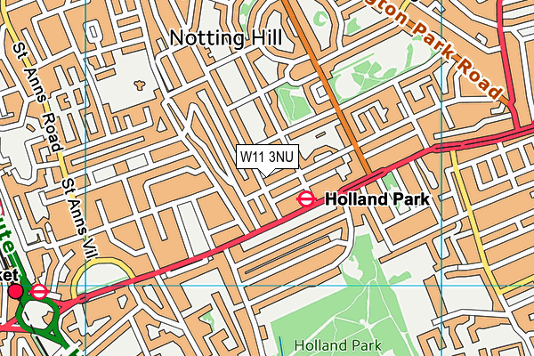 W11 3NU map - OS VectorMap District (Ordnance Survey)