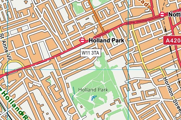 W11 3TA map - OS VectorMap District (Ordnance Survey)