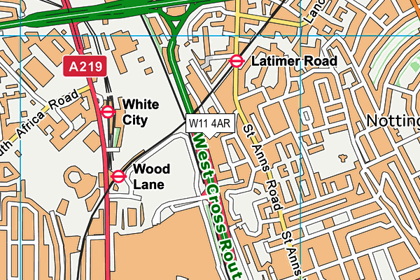 W11 4AR map - OS VectorMap District (Ordnance Survey)