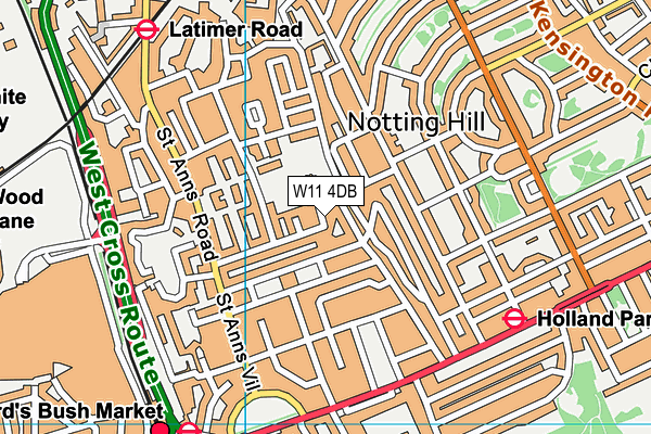 W11 4DB map - OS VectorMap District (Ordnance Survey)