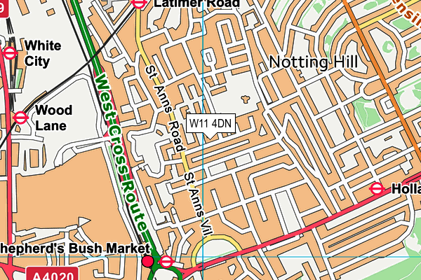 W11 4DN map - OS VectorMap District (Ordnance Survey)