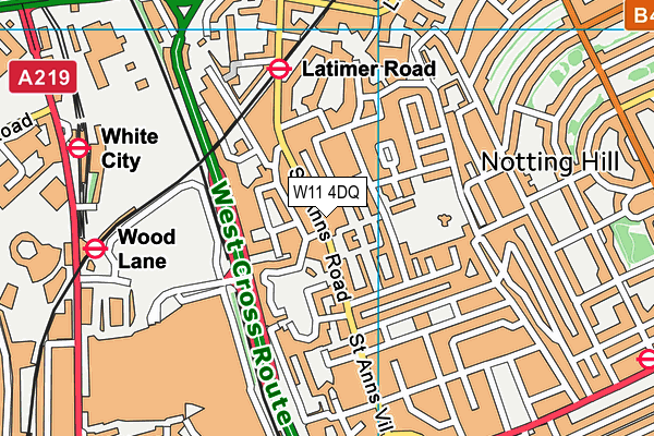 W11 4DQ map - OS VectorMap District (Ordnance Survey)