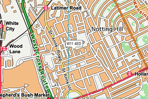 W11 4ED map - OS VectorMap District (Ordnance Survey)