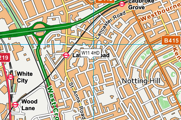 W11 4HD map - OS VectorMap District (Ordnance Survey)