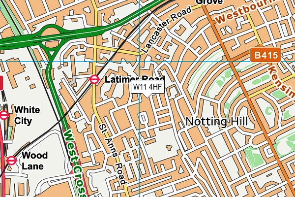 W11 4HF map - OS VectorMap District (Ordnance Survey)