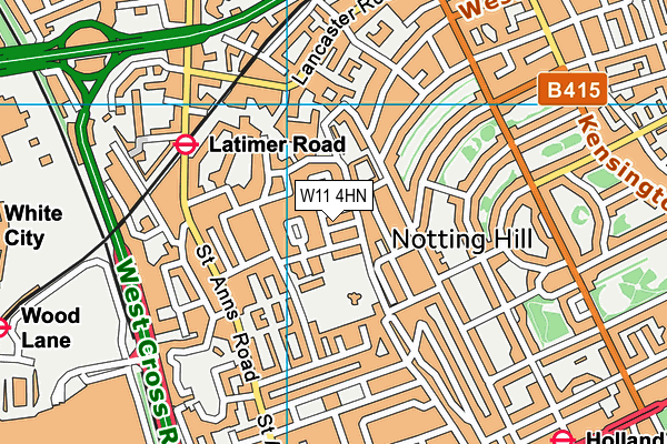 W11 4HN map - OS VectorMap District (Ordnance Survey)