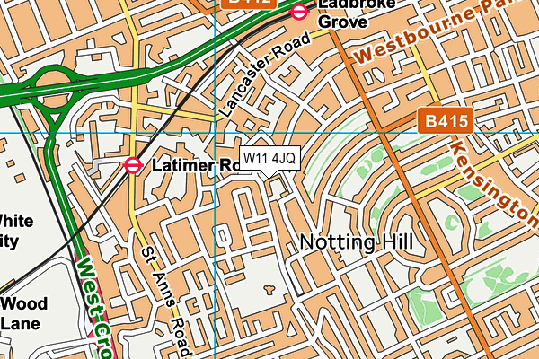 W11 4JQ map - OS VectorMap District (Ordnance Survey)