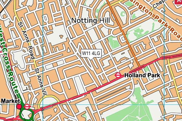 W11 4LG map - OS VectorMap District (Ordnance Survey)