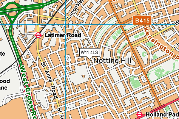 W11 4LS map - OS VectorMap District (Ordnance Survey)