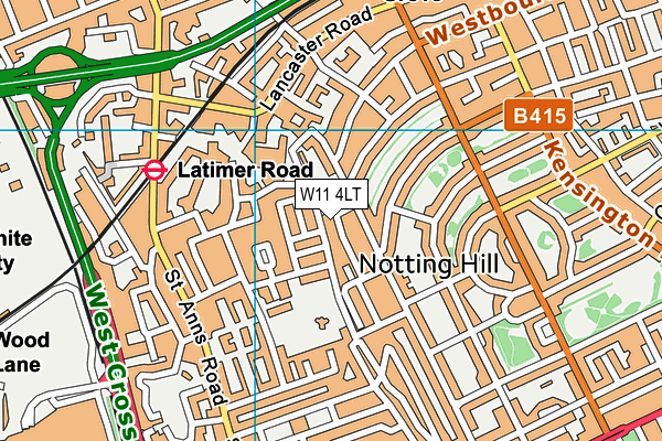 W11 4LT map - OS VectorMap District (Ordnance Survey)