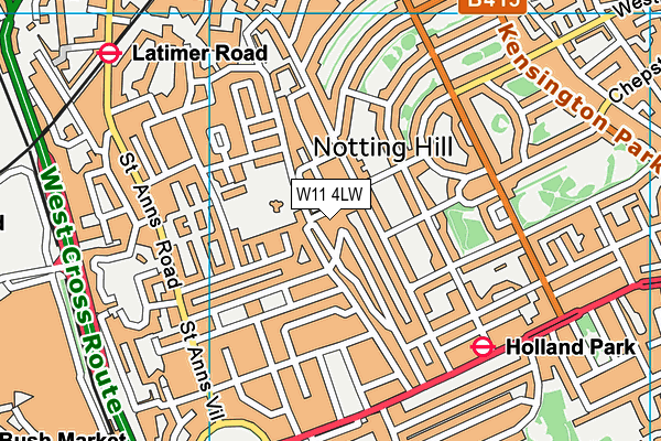 W11 4LW map - OS VectorMap District (Ordnance Survey)