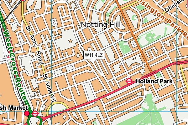 W11 4LZ map - OS VectorMap District (Ordnance Survey)