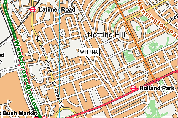 W11 4NA map - OS VectorMap District (Ordnance Survey)