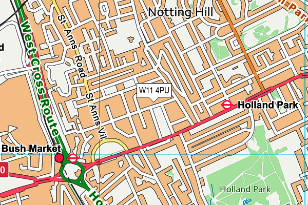 W11 4PU map - OS VectorMap District (Ordnance Survey)