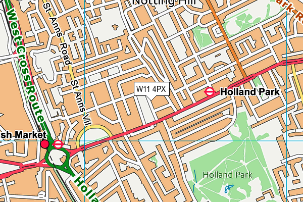 Norland Square map (W11 4PX) - OS VectorMap District (Ordnance Survey)