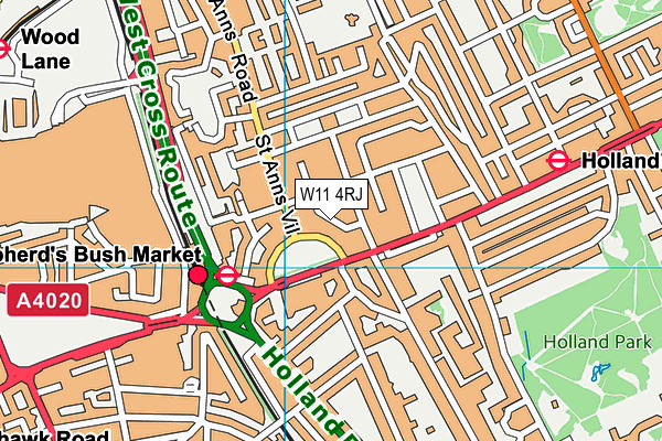 W11 4RJ map - OS VectorMap District (Ordnance Survey)