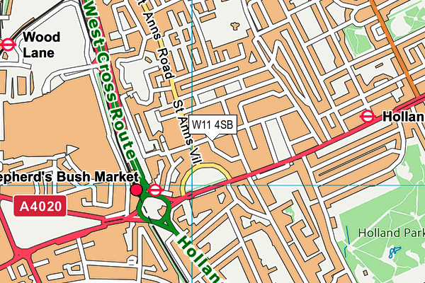 W11 4SB map - OS VectorMap District (Ordnance Survey)