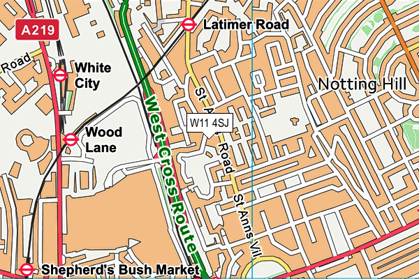 W11 4SJ map - OS VectorMap District (Ordnance Survey)