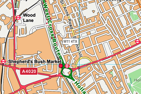 Edward Woods Community Centre map (W11 4TX) - OS VectorMap District (Ordnance Survey)
