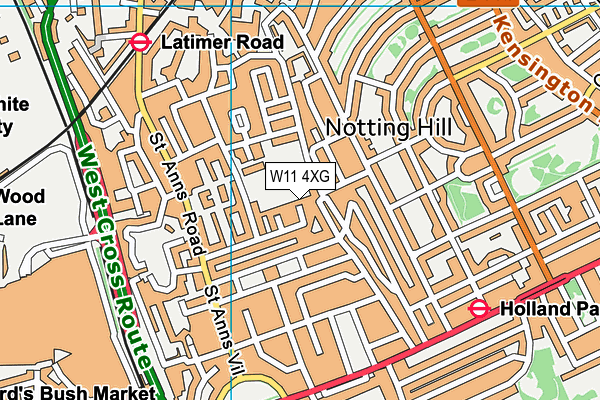 W11 4XG map - OS VectorMap District (Ordnance Survey)