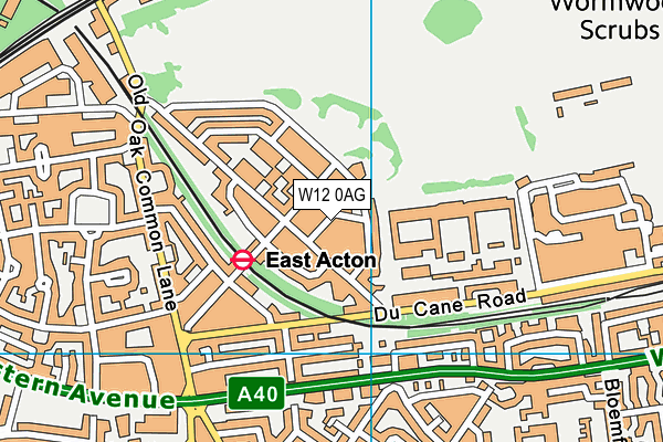 W12 0AG map - OS VectorMap District (Ordnance Survey)