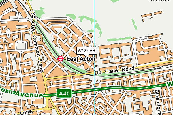 W12 0AH map - OS VectorMap District (Ordnance Survey)