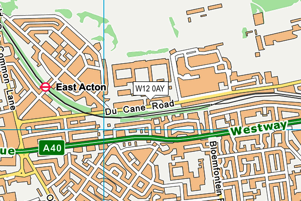 W12 0AY map - OS VectorMap District (Ordnance Survey)