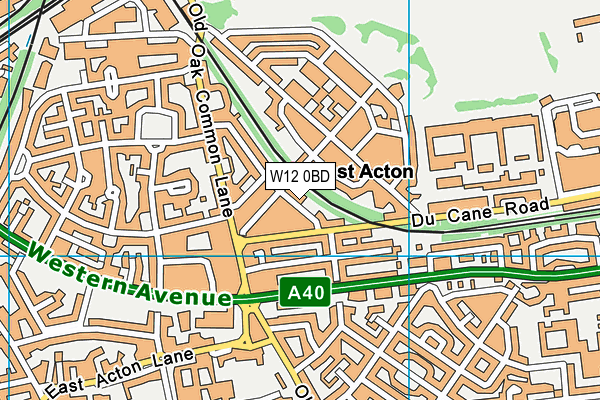 W12 0BD map - OS VectorMap District (Ordnance Survey)