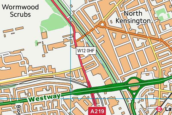 W12 0HF map - OS VectorMap District (Ordnance Survey)