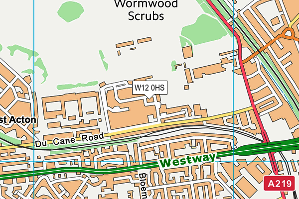 W12 0HS map - OS VectorMap District (Ordnance Survey)