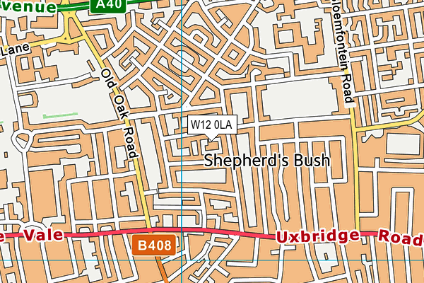 W12 0LA map - OS VectorMap District (Ordnance Survey)