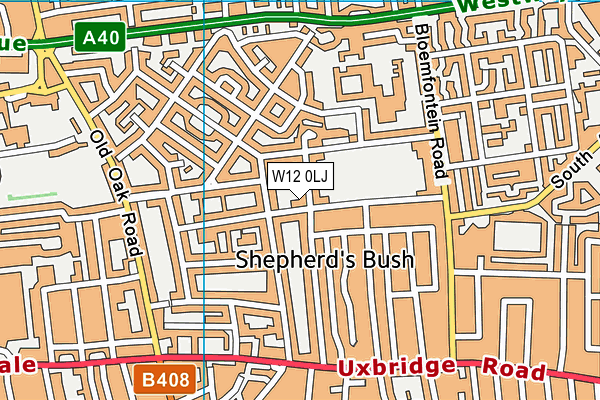 W12 0LJ map - OS VectorMap District (Ordnance Survey)