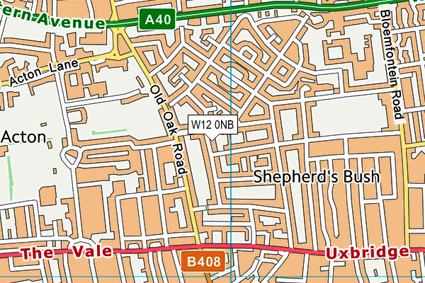 W12 0NB map - OS VectorMap District (Ordnance Survey)