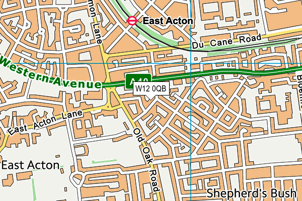 W12 0QB map - OS VectorMap District (Ordnance Survey)