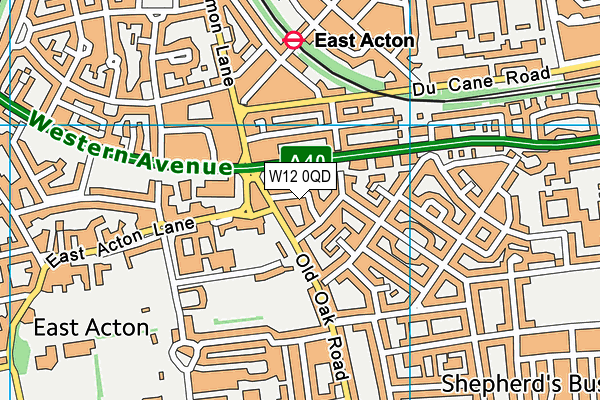 W12 0QD map - OS VectorMap District (Ordnance Survey)