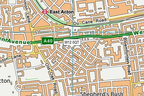 W12 0QT map - OS VectorMap District (Ordnance Survey)