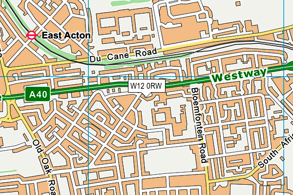 W12 0RW map - OS VectorMap District (Ordnance Survey)