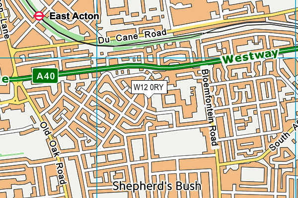 W12 0RY map - OS VectorMap District (Ordnance Survey)