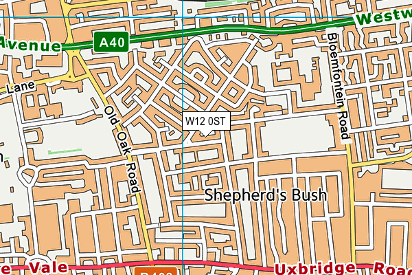 W12 0ST map - OS VectorMap District (Ordnance Survey)