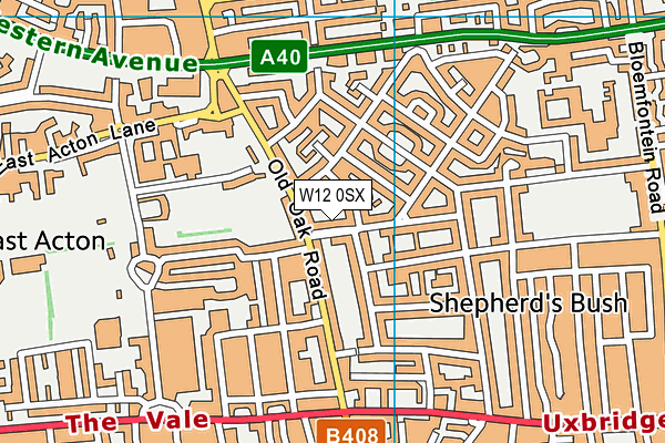 W12 0SX map - OS VectorMap District (Ordnance Survey)