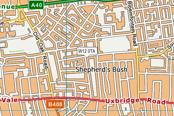 W12 0TA map - OS VectorMap District (Ordnance Survey)