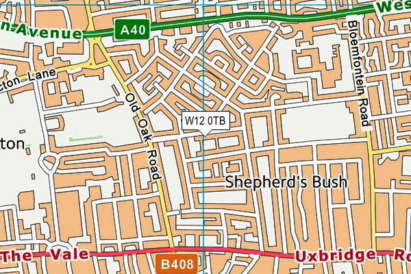 W12 0TB map - OS VectorMap District (Ordnance Survey)