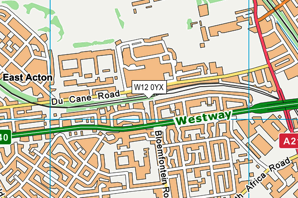 W12 0YX map - OS VectorMap District (Ordnance Survey)