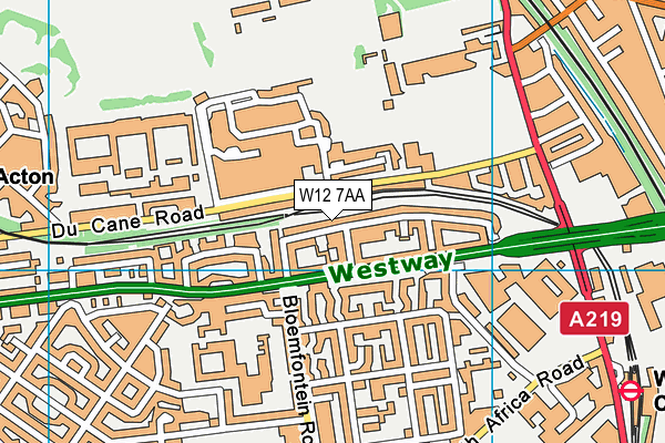 W12 7AA map - OS VectorMap District (Ordnance Survey)