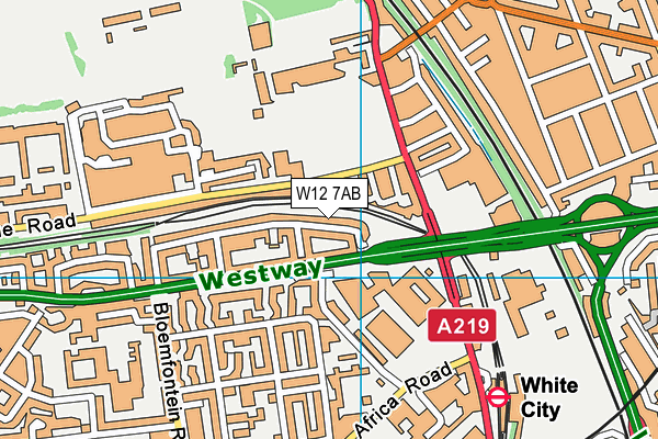W12 7AB map - OS VectorMap District (Ordnance Survey)
