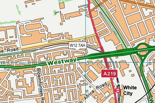 W12 7AH map - OS VectorMap District (Ordnance Survey)