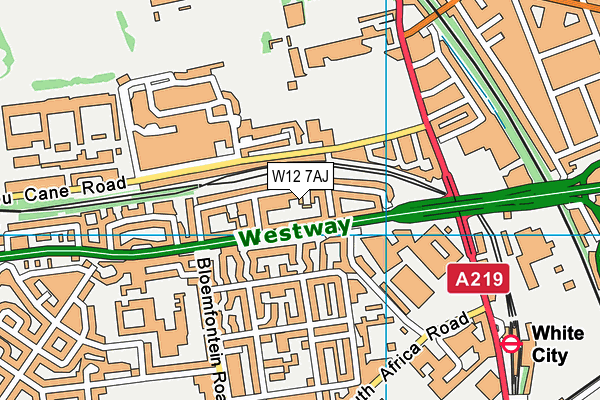 W12 7AJ map - OS VectorMap District (Ordnance Survey)